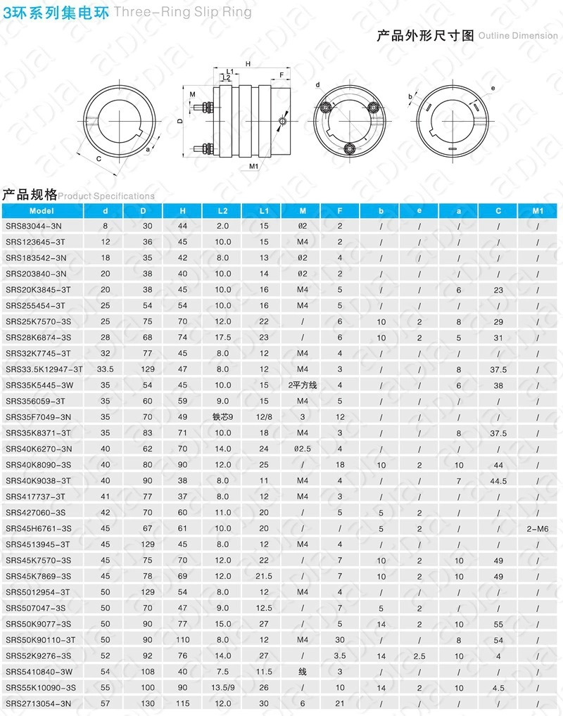 传统碳刷式滑环现货规格