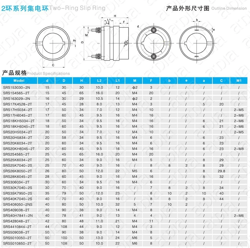 传统碳刷式滑环现货规格
